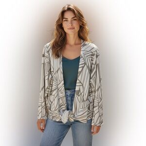 Chico's Abstract Gray and White Cardigan